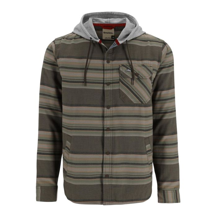 Simms Santee Flannel Hoody Hickory Dolomite Blanket Stripe